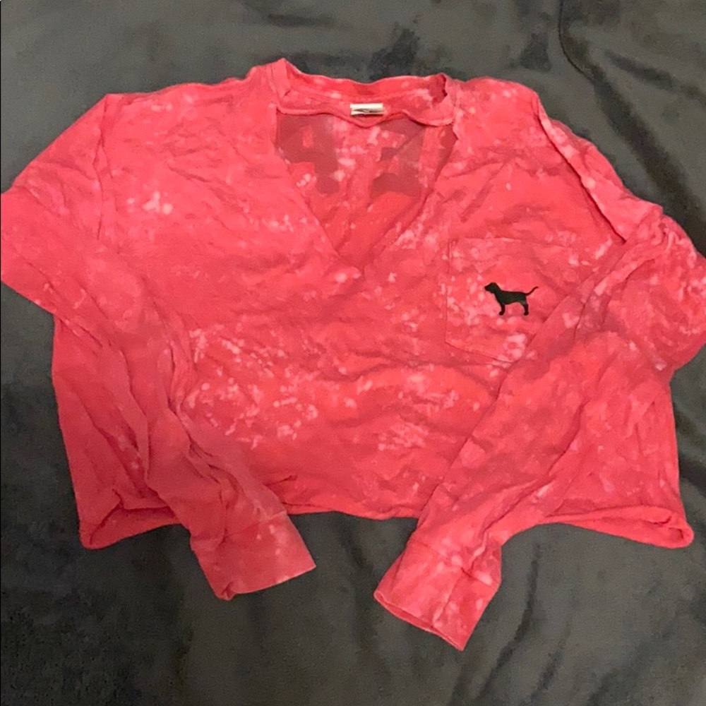 Pink long sleeve crop top